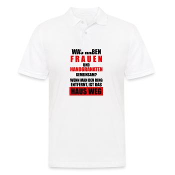 Frauen und Handgranaten Lustige Sprüche Geschenk - Männer Poloshirt - Weiß - Vorne - Kai (181cm)
