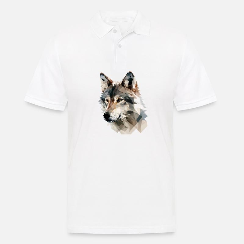 Polygone Expressif Loup – Faune - Polo Homme - blanc
