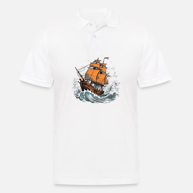 Pirate Ship - Männer Poloshirt - Weiß