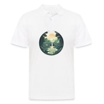 Beauté fluide - Paysage vintage en cercle - Polo Homme - blanc - Devant - Kai (181cm)