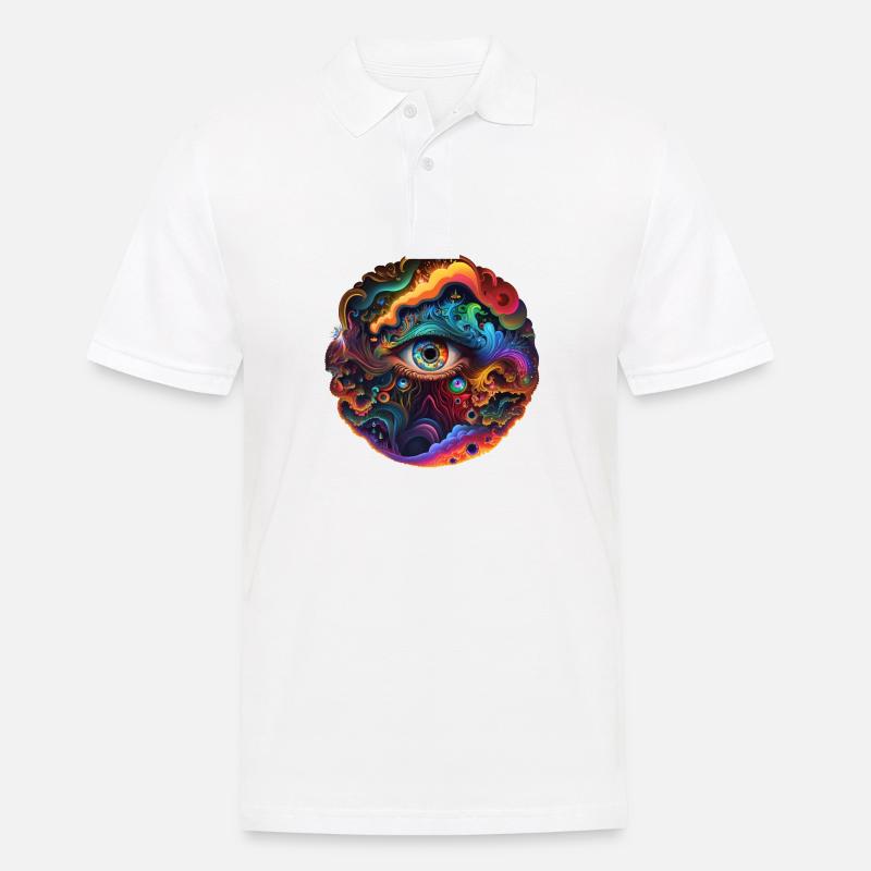 TRIPPY AUGE - Männer Poloshirt - Weiß