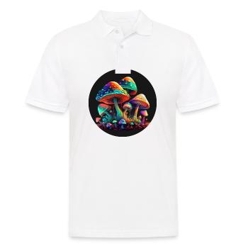 TRIPPY MUSHROOMS - Männer Poloshirt - Weiß - Vorne - Kai (181cm)