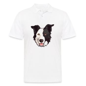 Border Collie Kopf Comic Cartoon Hund Rasse - Männer Poloshirt - Weiß - Vorne - Kai (181cm)