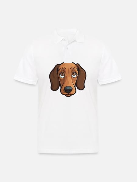 Gravhund Hoved Tegneserie Tegneserie Hund Hund Favorit - Herre poloshirt - hvid