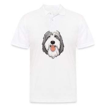 Bearded Collie Kopf Comic Cartoon Hund - Männer Poloshirt - Weiß - Vorne - Kai (181cm)