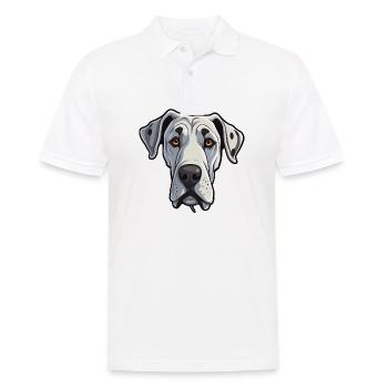Deutsche Dogge Kopf Comic Cartoon Hundefreund - Männer Poloshirt - Weiß - Vorne - Kai (181cm)