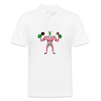 Surreales muskulöses insektoides Helden-Fitnessstudio - Männer Poloshirt - Weiß - Vorne - Kai (181cm)
