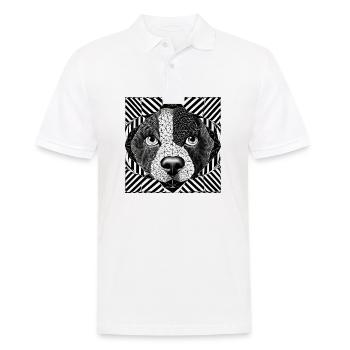 Geometrische Eckzahnmuster-Kunst - Männer Poloshirt - Weiß - Vorne - Kai (181cm)