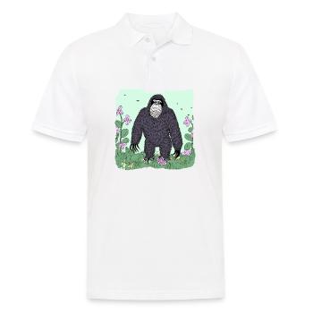 Gentle Gorilla Among Flowers - Men's Polo Shirt - white - Front - Kai (181cm)