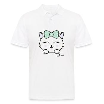 Katze miaw Liebe, Katzenliebhaber, miaw, miau - Männer Poloshirt - Weiß - Vorne - Kai (181cm)
