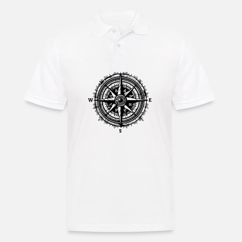 Kompass Nautik Segelboot Seefahrer - Männer Poloshirt - Weiß