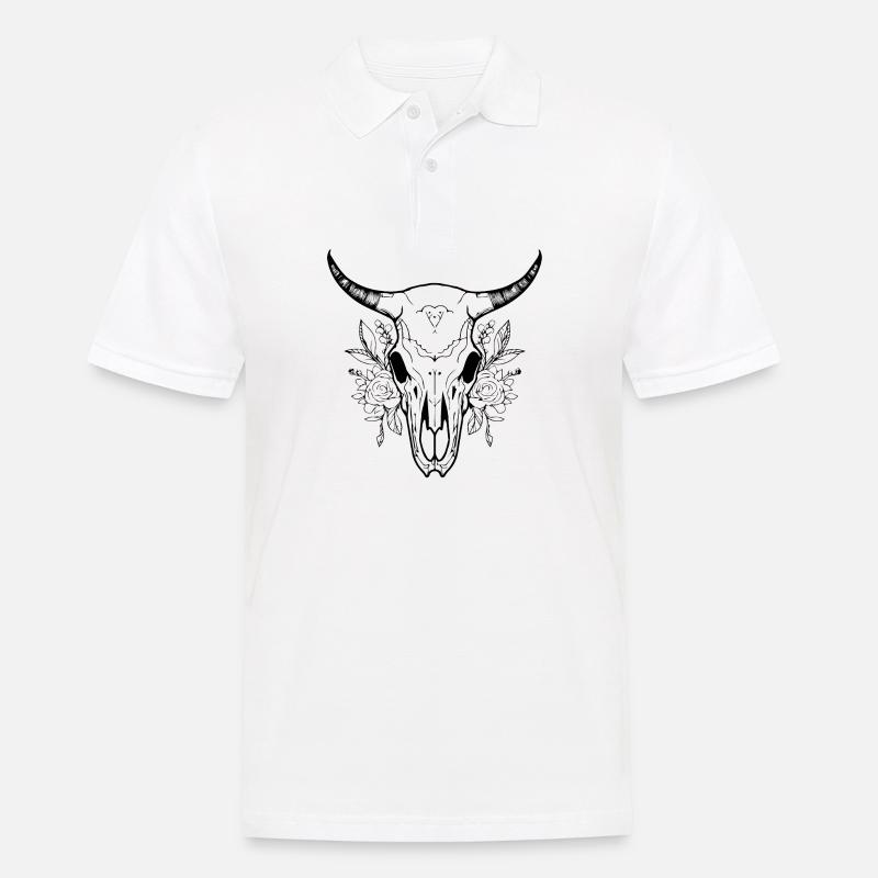 Kuh Schädel Boho - Männer Poloshirt - Weiß