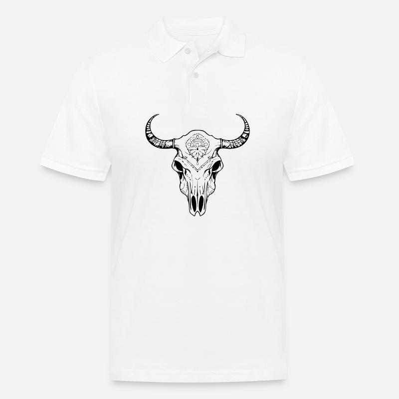 Crâne de vache Boho - Polo Homme - blanc