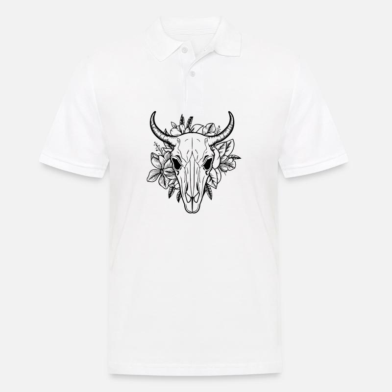 Kuh Schädel Boho - Männer Poloshirt - Weiß