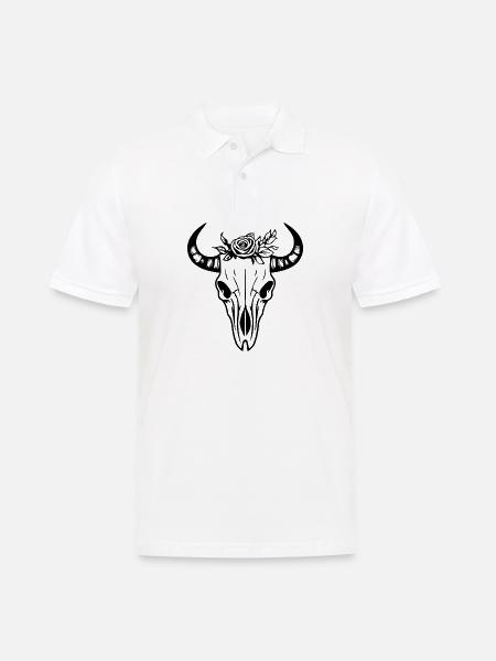 Cow Skull Boho - Men's Polo Shirt - white