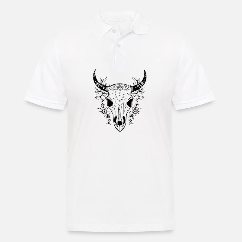 Crâne de vache Boho - Polo Homme - blanc