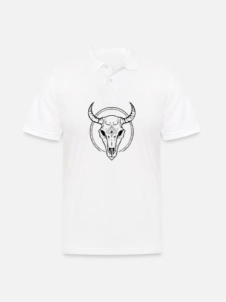 Kuh Schädel Boho - Männer Poloshirt - Weiß
