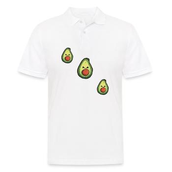 Lächelnde Avocado: Niedliche Comic-Kunst im Cartoon-Stil - Männer Poloshirt - Weiß - Vorne - Kai (181cm)