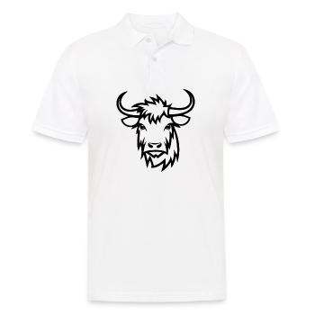 Schottische Highland Kuh - Männer Poloshirt - Weiß - Vorne - Kai (181cm)