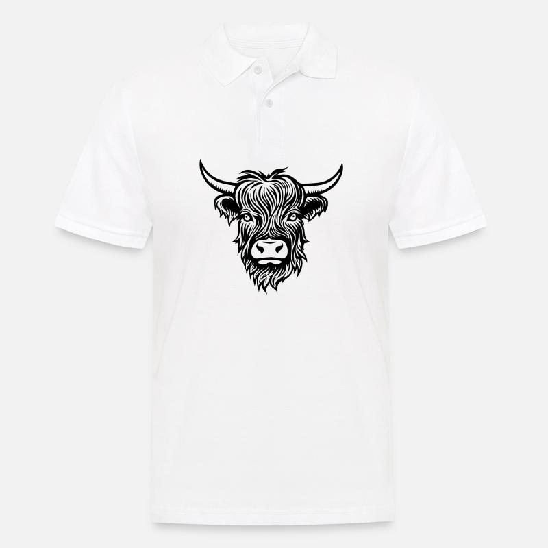 Schottische Highland Kuh - Männer Poloshirt - Weiß