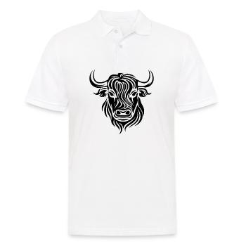 Schottische Highland Kuh - Männer Poloshirt - Weiß - Vorne - Kai (181cm)