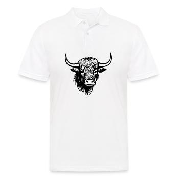 Schottische Highland Kuh - Männer Poloshirt - Weiß - Vorne - Kai (181cm)