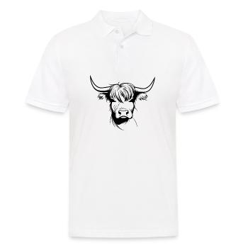 Schottische Highland Kuh - Männer Poloshirt - Weiß - Vorne - Kai (181cm)