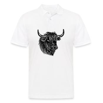 Schottische Highland Kuh - Männer Poloshirt - Weiß - Vorne - Kai (181cm)