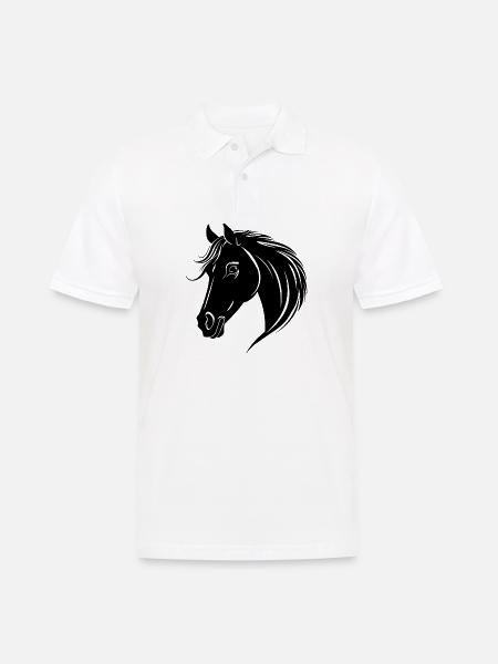 Pferd Pferdekopf Pony - Männer Poloshirt - Weiß