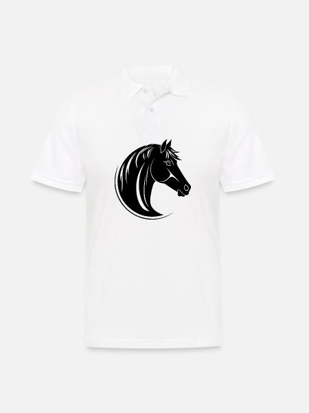 Pferd Pferdekopf Pony - Männer Poloshirt - Weiß