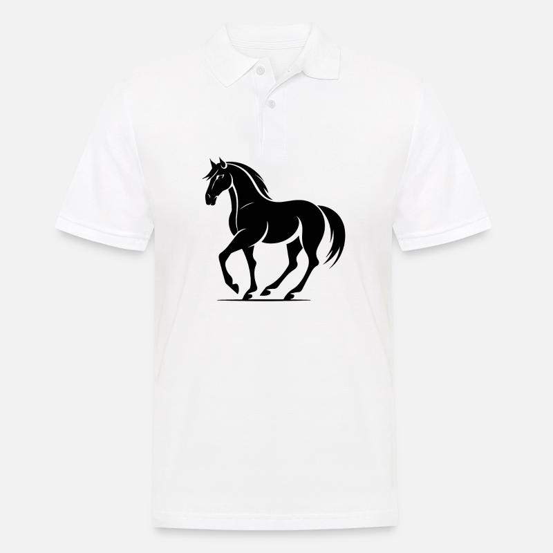 Poney tête de cheval - Polo Homme - blanc