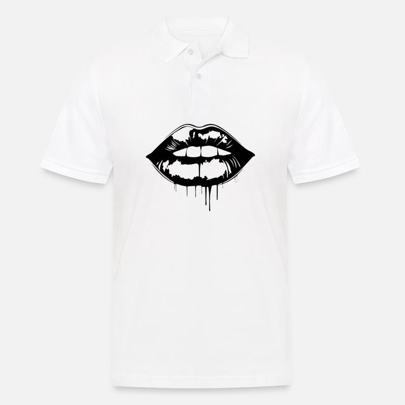 Lèvres, bouche, baisers lèvres - Polo Homme - blanc