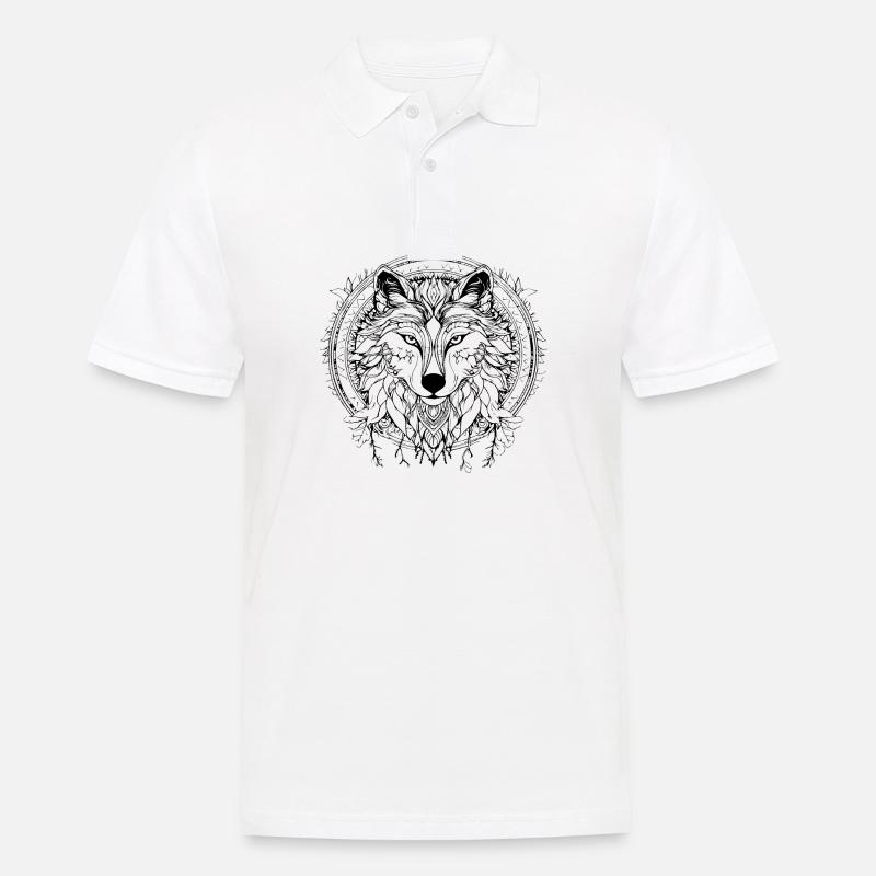 Wolf - Männer Poloshirt - Weiß
