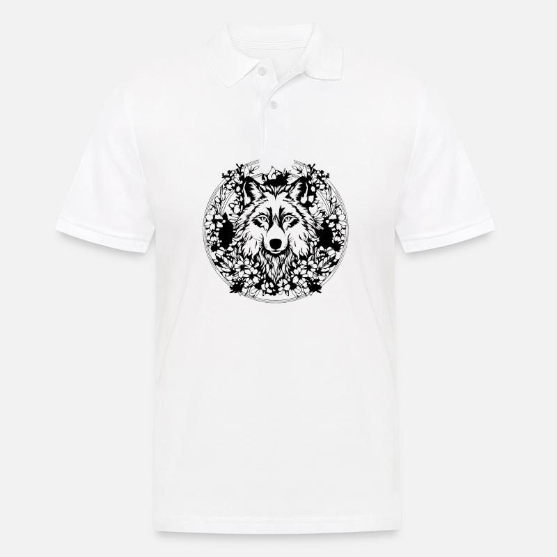 Wolf - Männer Poloshirt - Weiß