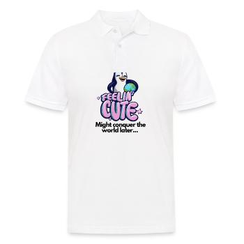 Feelin Cute: Lustiger Spruch mit Pinguin-Design - Männer Poloshirt - Weiß - Vorne - Kai (181cm)