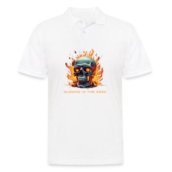 Halloween: Crâne de flamme avec un dicton amusant - Polo Homme - blanc - Devant - Kai (181cm)