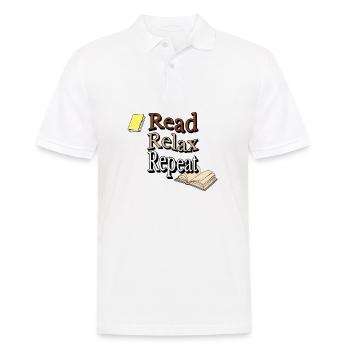 Bookworm's Mantra: Read, Relax, Repeat - Men's Polo Shirt - white - Front - Kai (181cm)