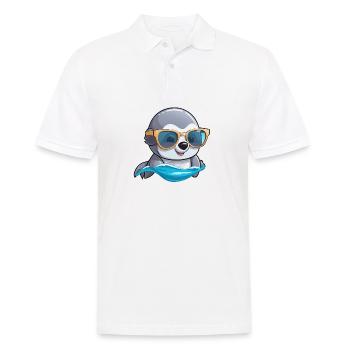 Little cute dolphin wearing sunglasses. - Men's Polo Shirt - white - Front - Kai (181cm)