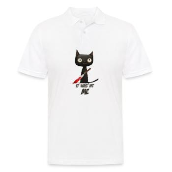 Funny Black Cat with Knife - It wasnt me - Männer Poloshirt - Weiß - Vorne - Kai (181cm)