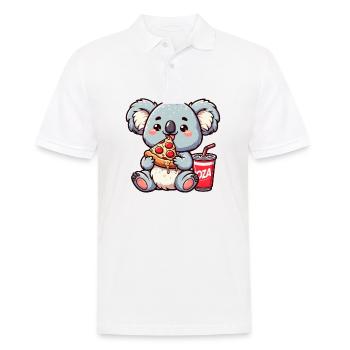 Un ours koala mignon mange de la pizza - Polo Homme - blanc - Devant - Kai (181cm)