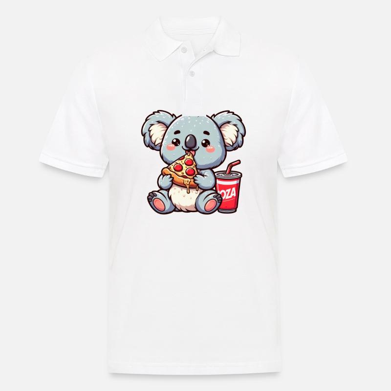 Cute Koala Bear Eats Pizza - Men's Polo Shirt - white