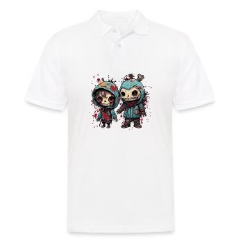 Poupée d’horreur / Halloween / Effrayant / Sombre - Polo Homme - blanc - Devant - Kai (181cm)