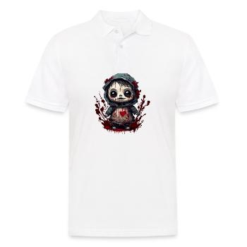 Poupée d’horreur / Halloween / Effrayant / Sombre - Polo Homme - blanc - Devant - Kai (181cm)