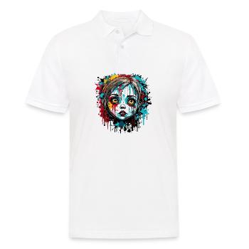 Poupée d’horreur / Halloween / Effrayant / Sombre - Polo Homme - blanc - Devant - Kai (181cm)