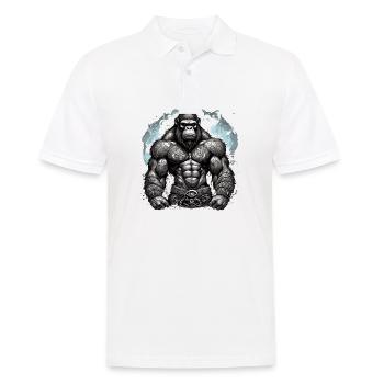 Tattoo / Tier / Kunst / cool / Comic / Gorilla - Männer Poloshirt - Weiß - Vorne - Kai (181cm)