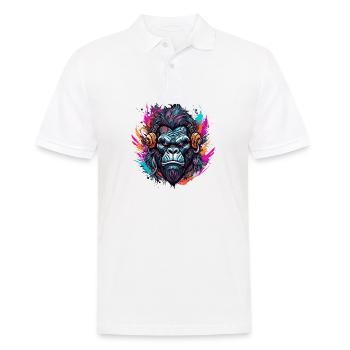 Tattoo / Tier / Kunst / cool / Comic / Gorilla - Männer Poloshirt - Weiß - Vorne - Kai (181cm)