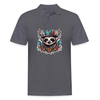 Tattoo / Animal / Art / Cool / Comic / Sloth - Men's Polo Shirt - charcoal grey - Front - Nico (186cm)
