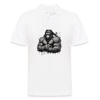 Tatouage / Animal / Art / Cool / Bande dessinée / Gorille - Polo Homme - blanc - Devant - Kai (181cm)