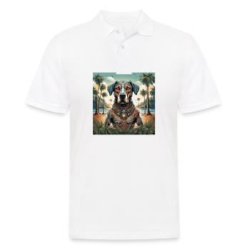 Tatouage / Animal / Art / Cool / Bande dessinée / Chien - Polo Homme - blanc - Devant - Kai (181cm)