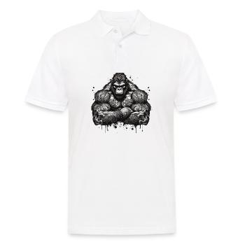 Tatouage / Animal / Art / Cool / Bande dessinée / Gorille - Polo Homme - blanc - Devant - Kai (181cm)